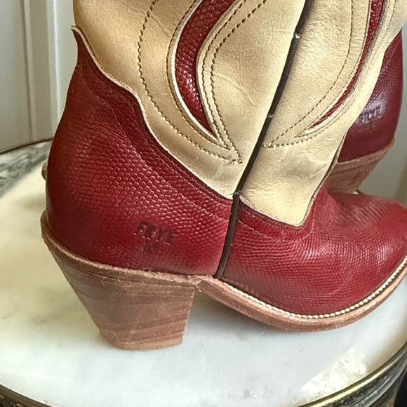 Frye Western Cowboy Boots - Red and Tan - Picture 2 of 8